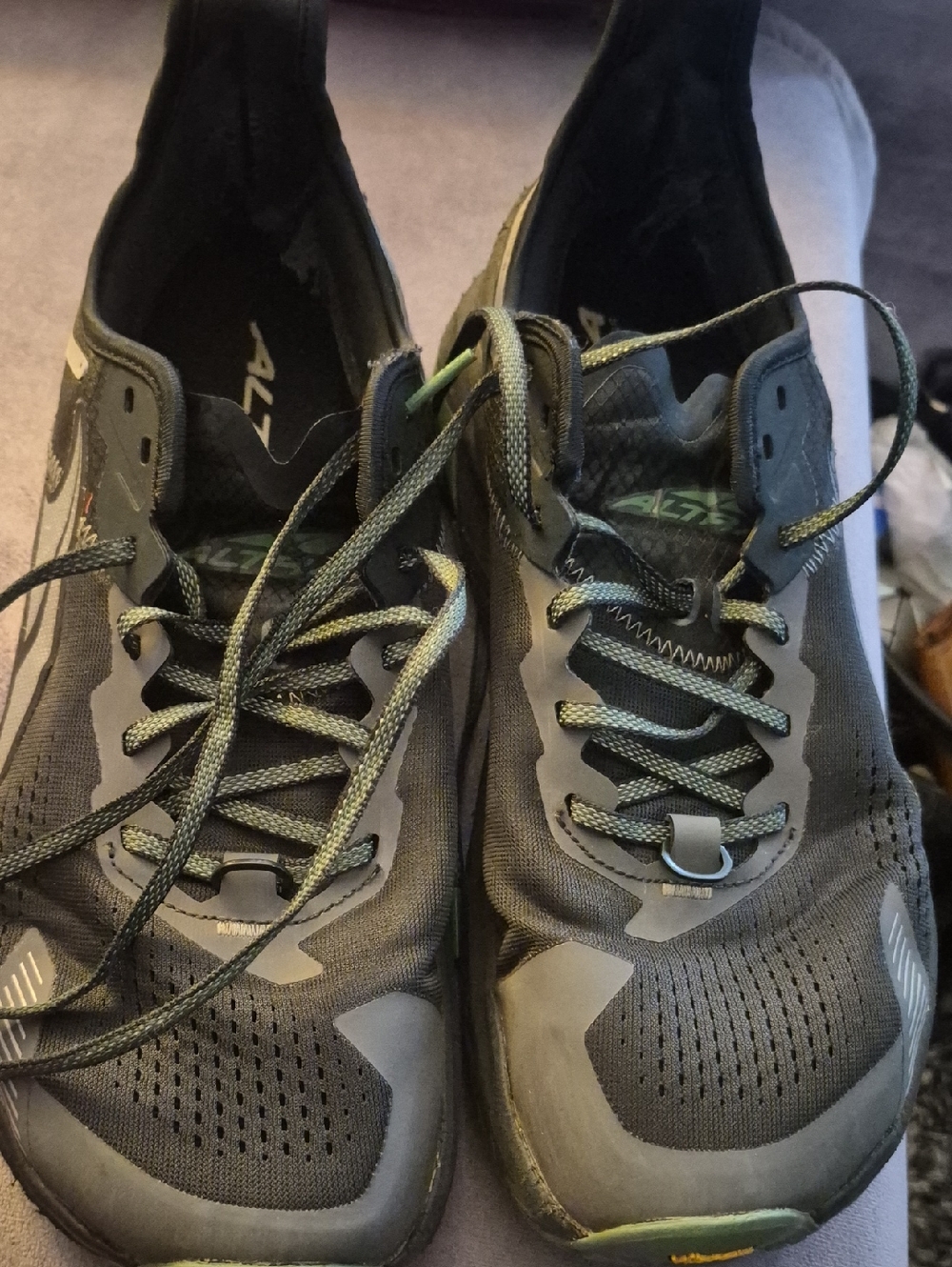 Altra Men's Black Athletic Running Shoes with Green Accents